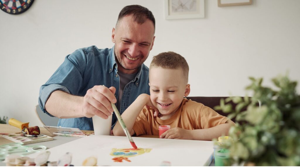 FATHER FOCUSED PAINTING WITH DAD IN PERSON