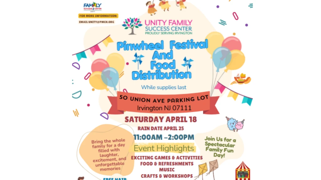 Pinwheel Festival and Food Distribution in Person Event 50 Union Ave Irvington NJ