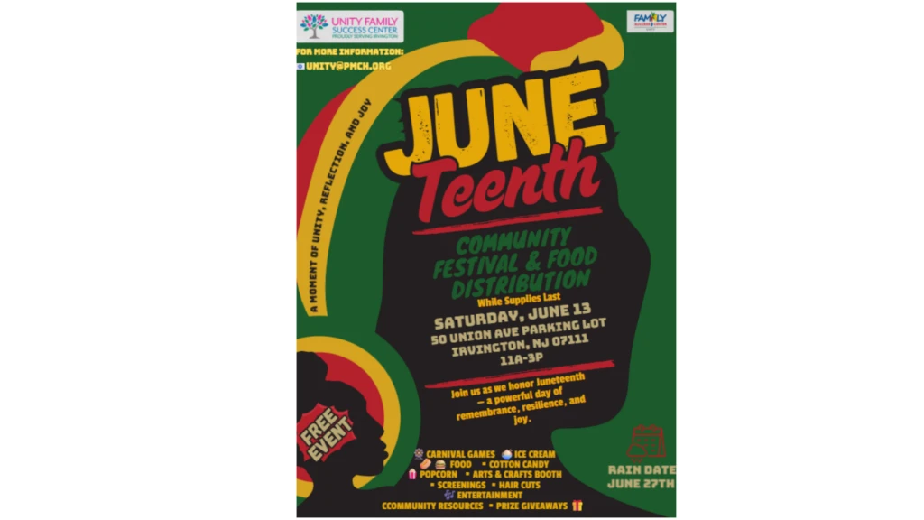JUNETEENTH COMMUNITY FESTIVAL AND FOOD DISTRIBUTION – RAIN DATE JUNE 27TH